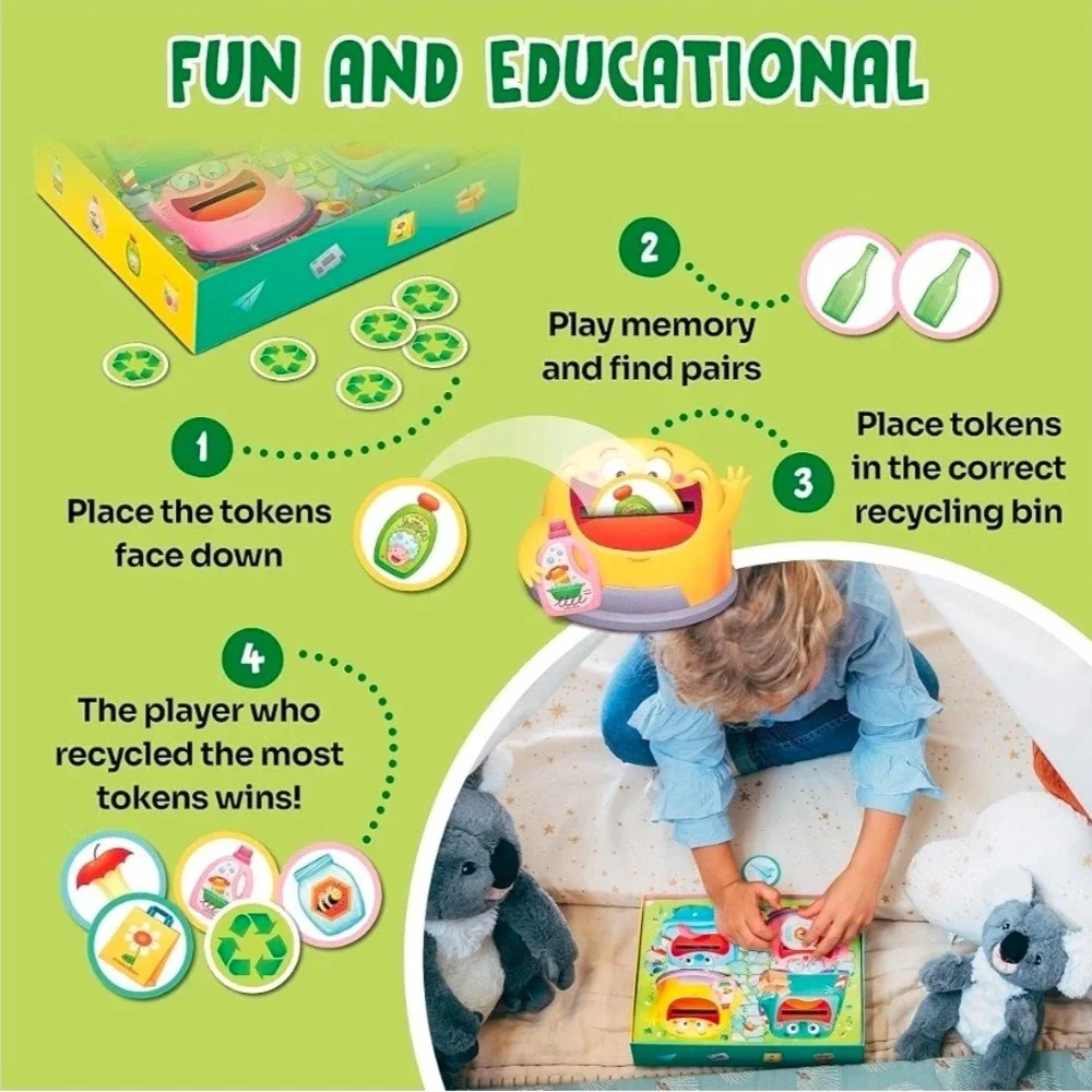 ADVENTERRA Hungry Bins - A Family Board Game About Recycling & Composting